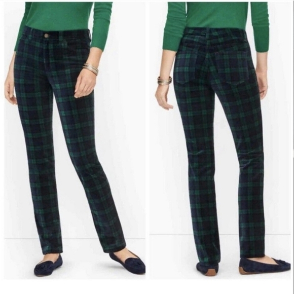 Talbots Flawless plaid high waist straight leg pants new with tags women's 6 - Picture 1 of 13